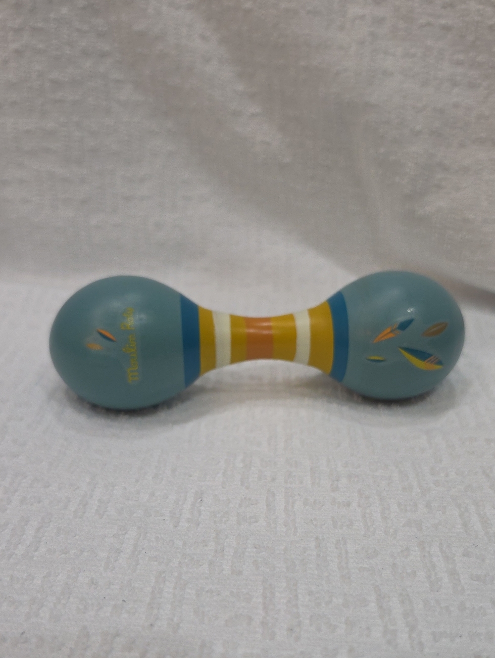 ☆ Moulin Roty - Le Voyage D'olga Blue Double Maracas Wooden Baby Rattle ☆